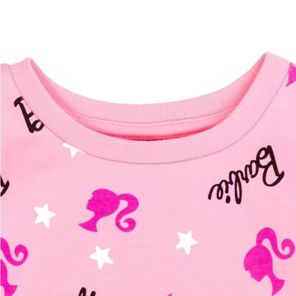 NWT Adorable Soft Pink Barbie Logo Sweatshirt Girls Costume +Gift - Picture 2 of 4
